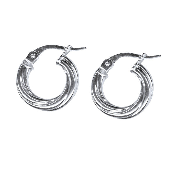 Sterling Silver Twist Hoop Earrings, 8mm