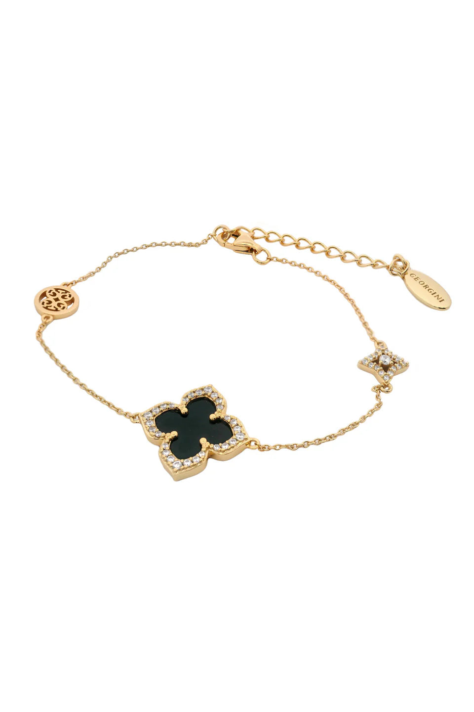 Georgini Midnight Velvet Black Agate Fairwater Yellow Gold-Plated Bracelet
