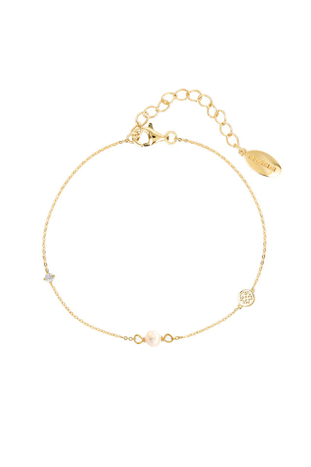 Georgini Adagio Yellow Gold Plated Pearl and Cubic Zirconia Bracelet