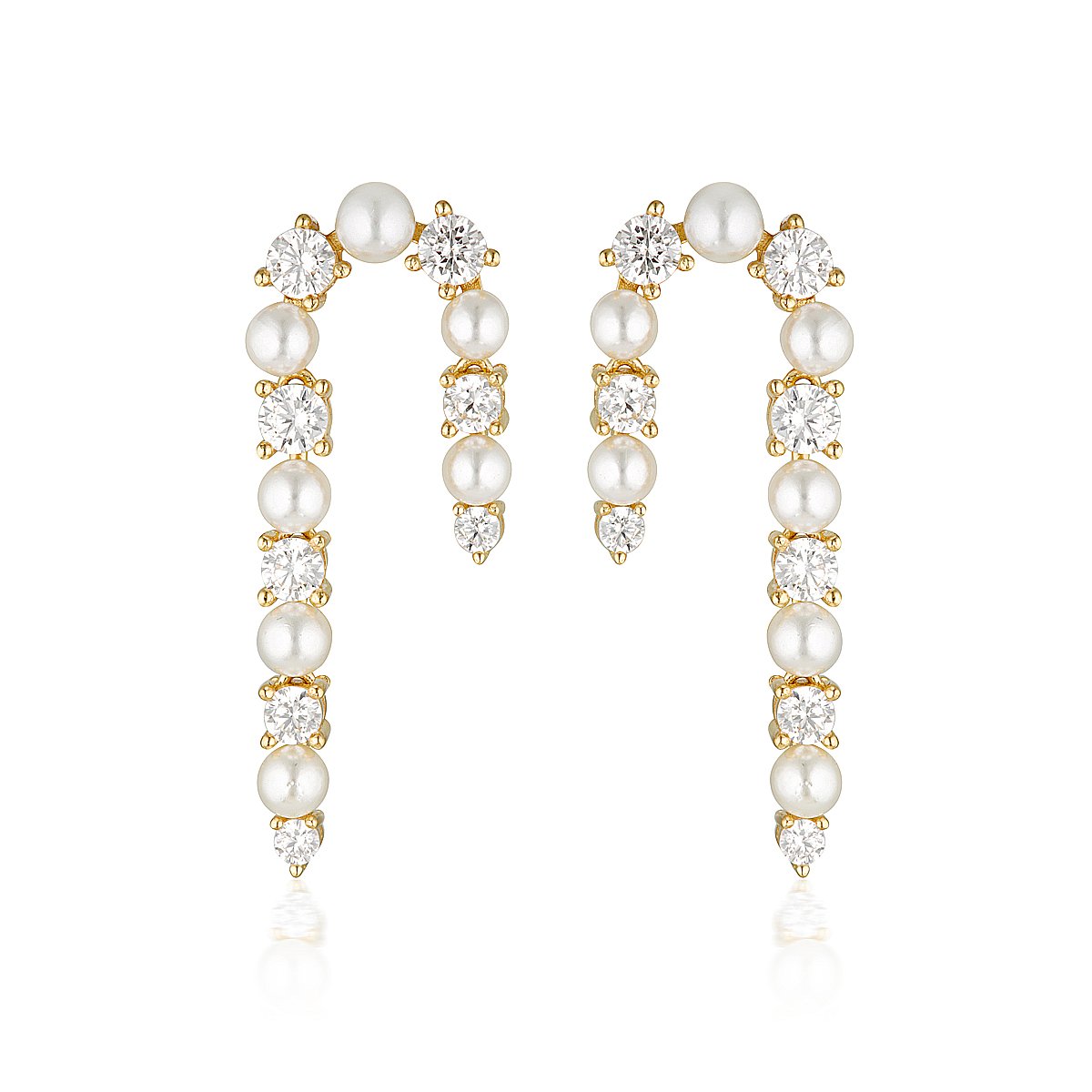 Georgini Noel Nights Candy Cane Pearl Earrings Gold