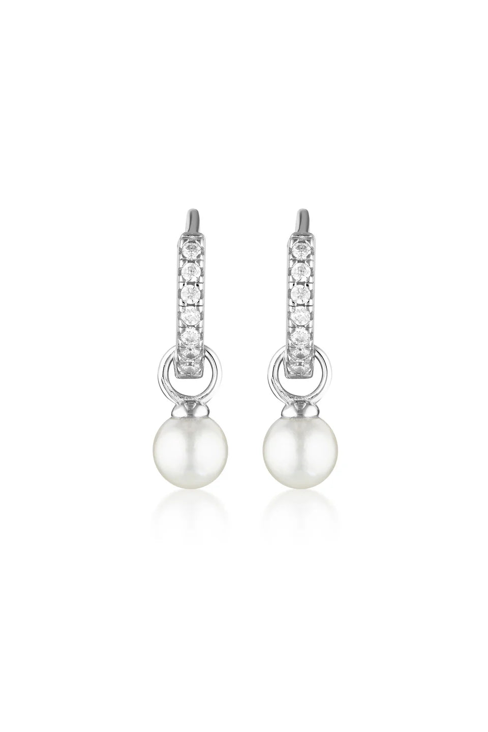 Georgini Red Carpet Baby Pearl Silver Hoop Earrings