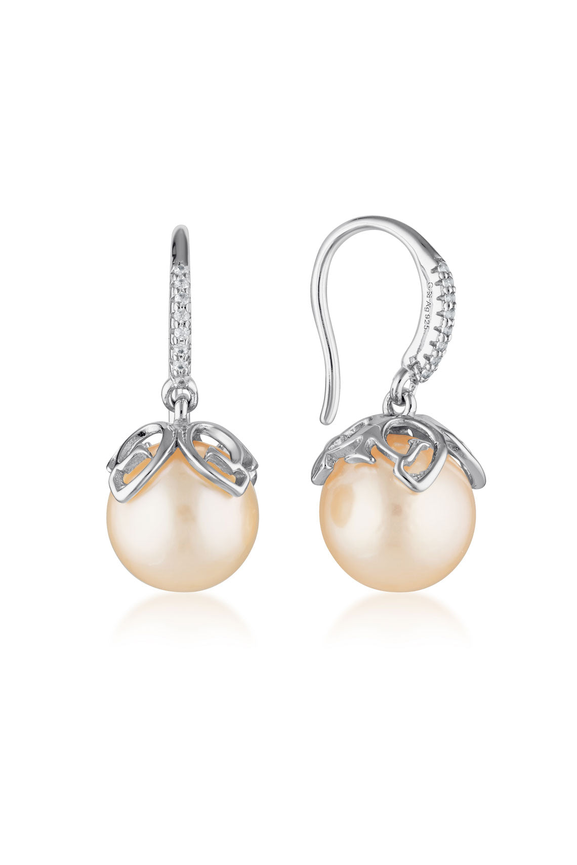 Georgini Palm Cove Pink Freshwater Pearl Earrings Silver