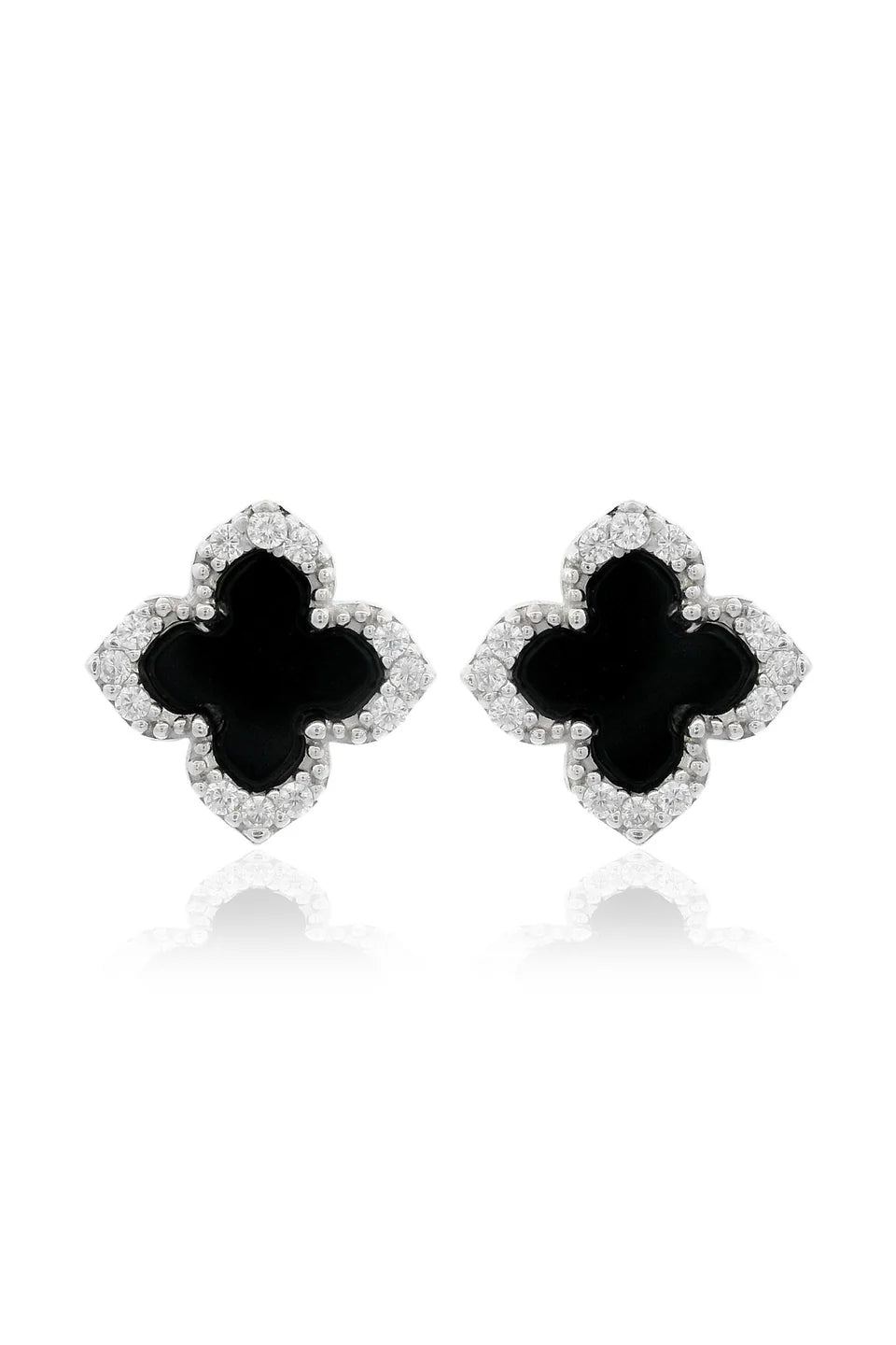 Georgini Midnight Velvet Black Agate Fairwater Silver Stud Earring