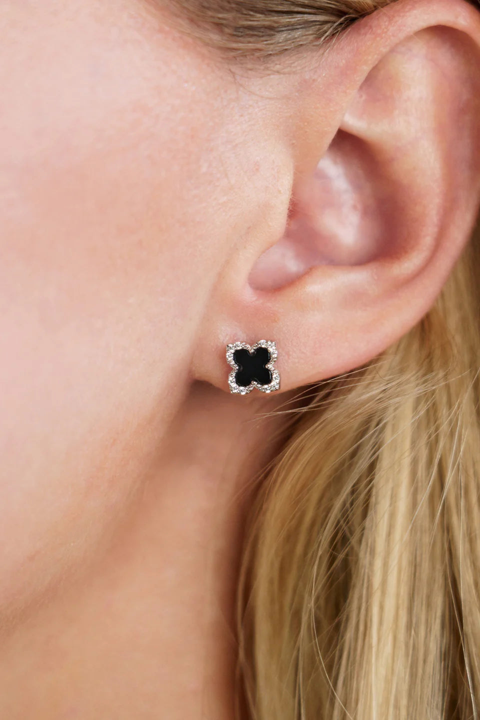 Georgini Midnight Velvet Black Agate Fairwater Silver Stud Earring