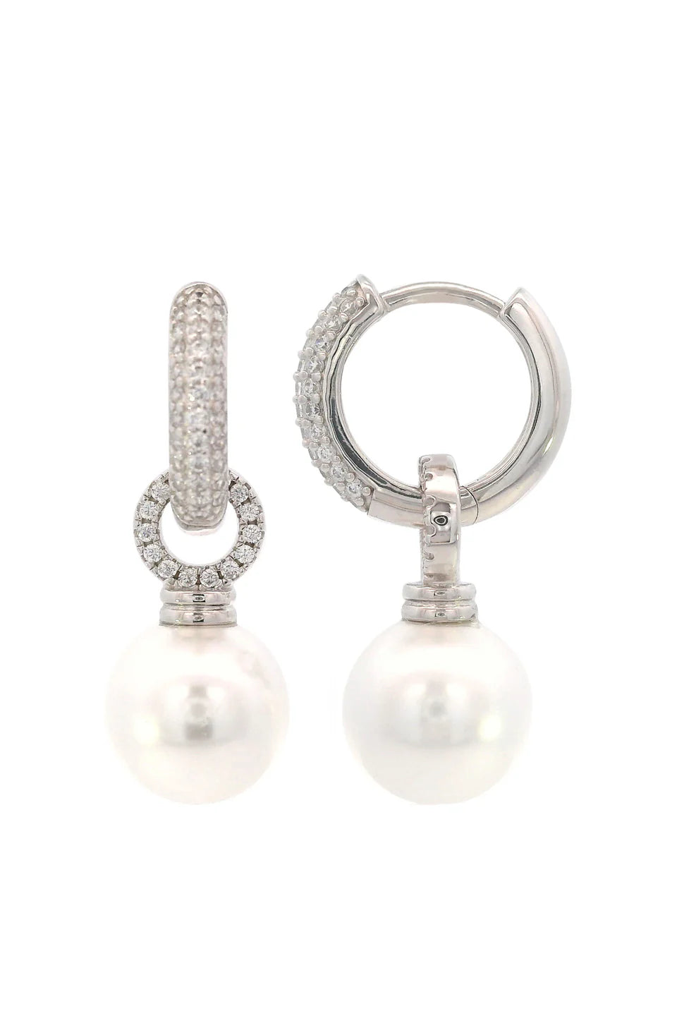 Georgini Adagio Duo Silver Pearl Hoop Earrings