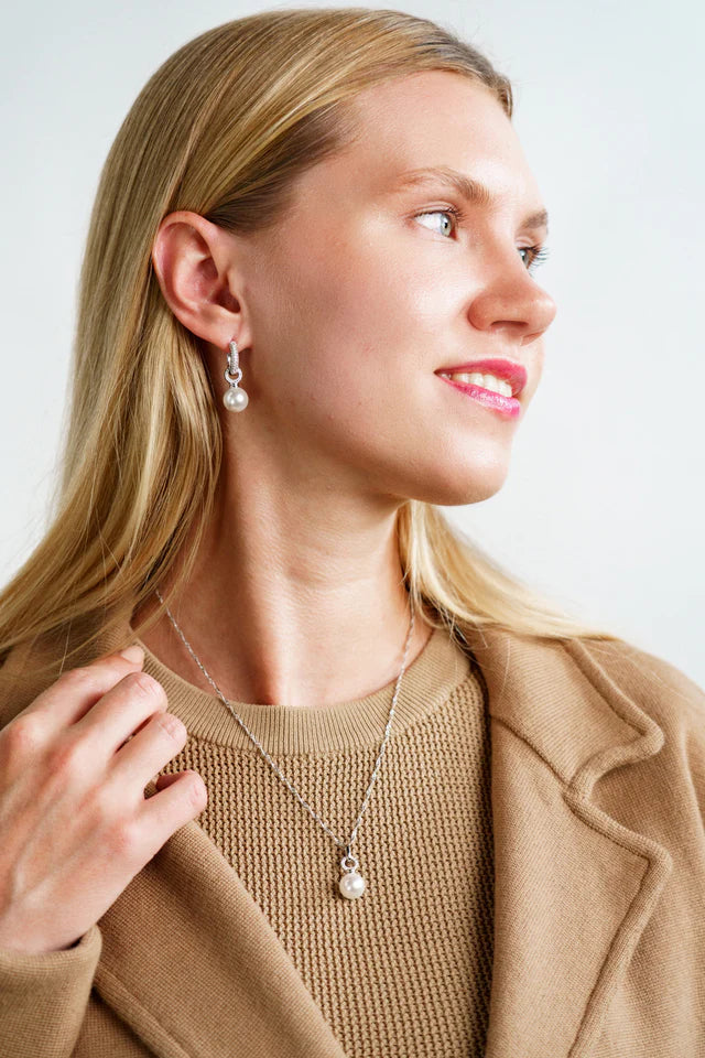 Georgini Adagio Duo Silver Pearl Hoop Earrings