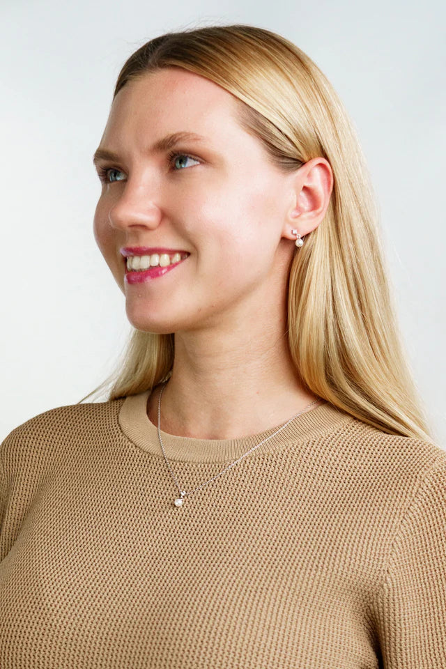 Georgini Adagio Silver Pearl Dangle Drop Earrings