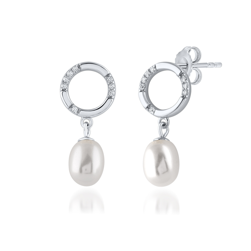 Georgini Alchemy Sol Pearl Silver Earrings