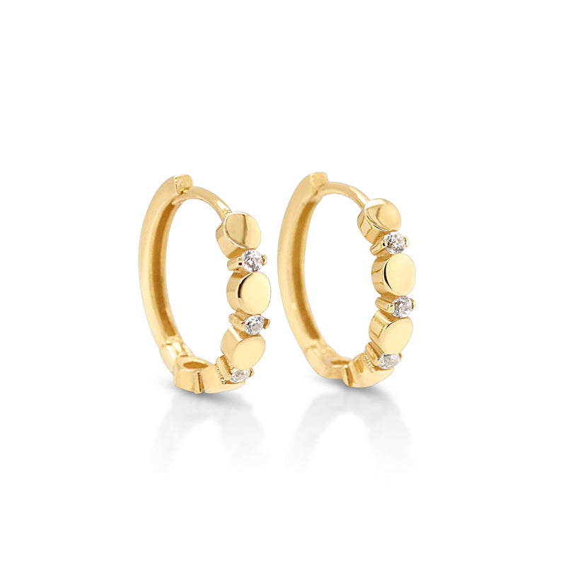 9ct Yellow Gold Cubic Zirconia Huggie Earrings