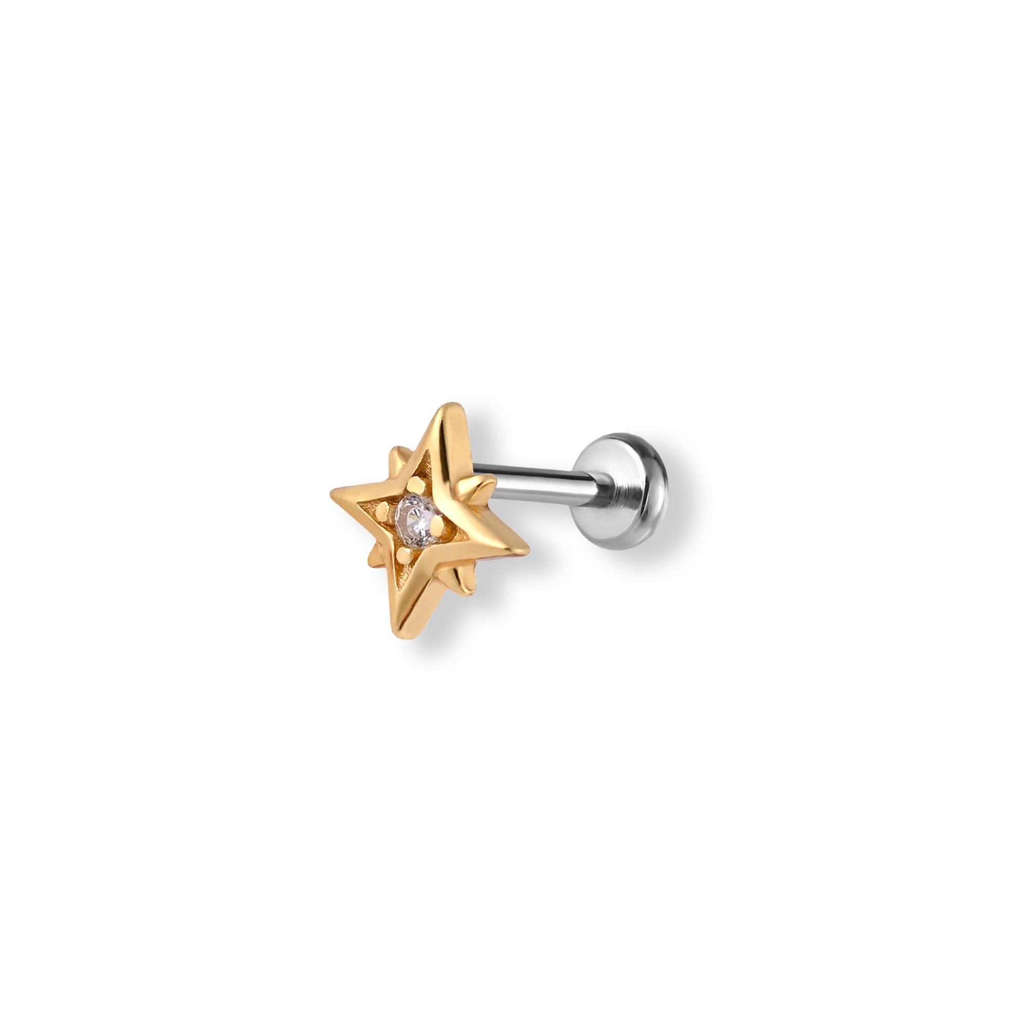 Sterling Silver Gold Plated Cubic Zirconia Single Helix Earring