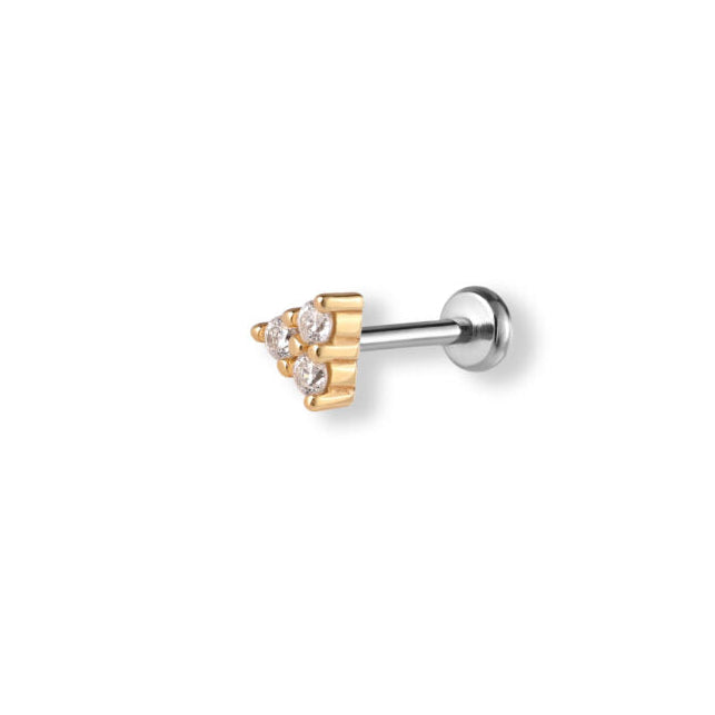 Sterling Silver Gold Plated Cubic Zirconia Single Helix Earring