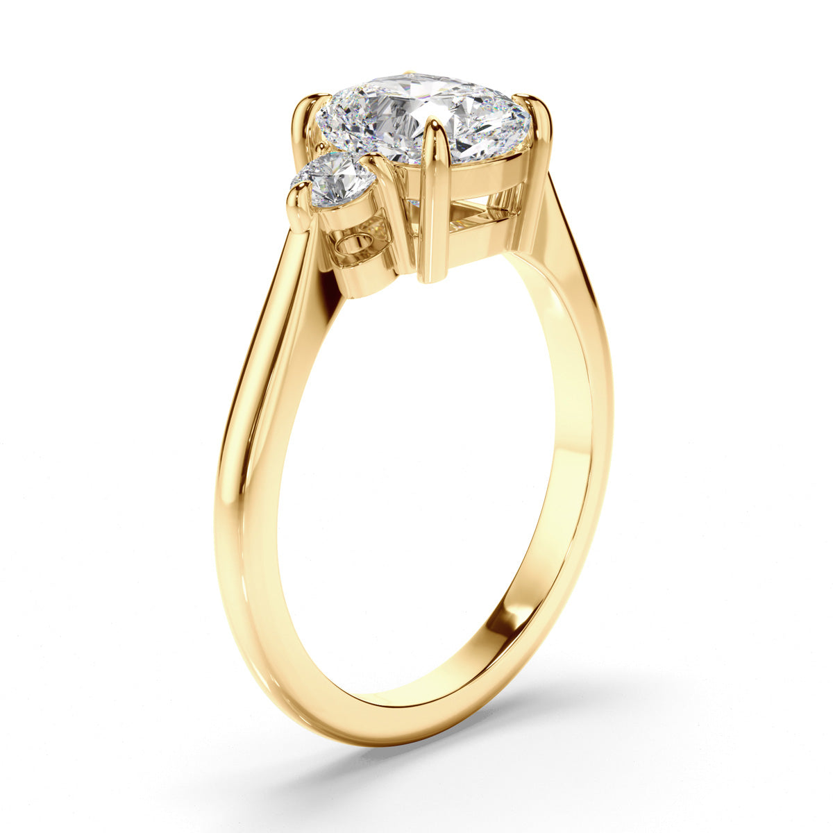 Cushion Cut Diamond Trilogy Engagement Ring