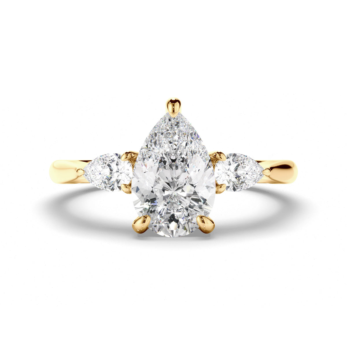 Pear Cut Diamond Trilogy Engagement Ring with Pear Sides