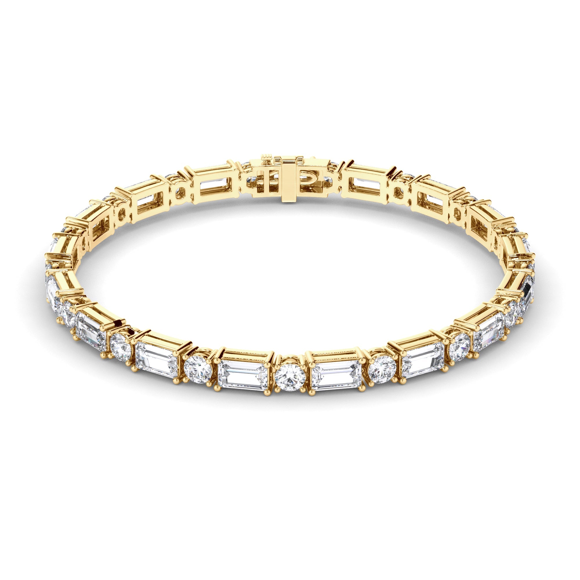 Baguette & Round Brilliant Cut Laboratory Grown Diamond Tennis Bracelet