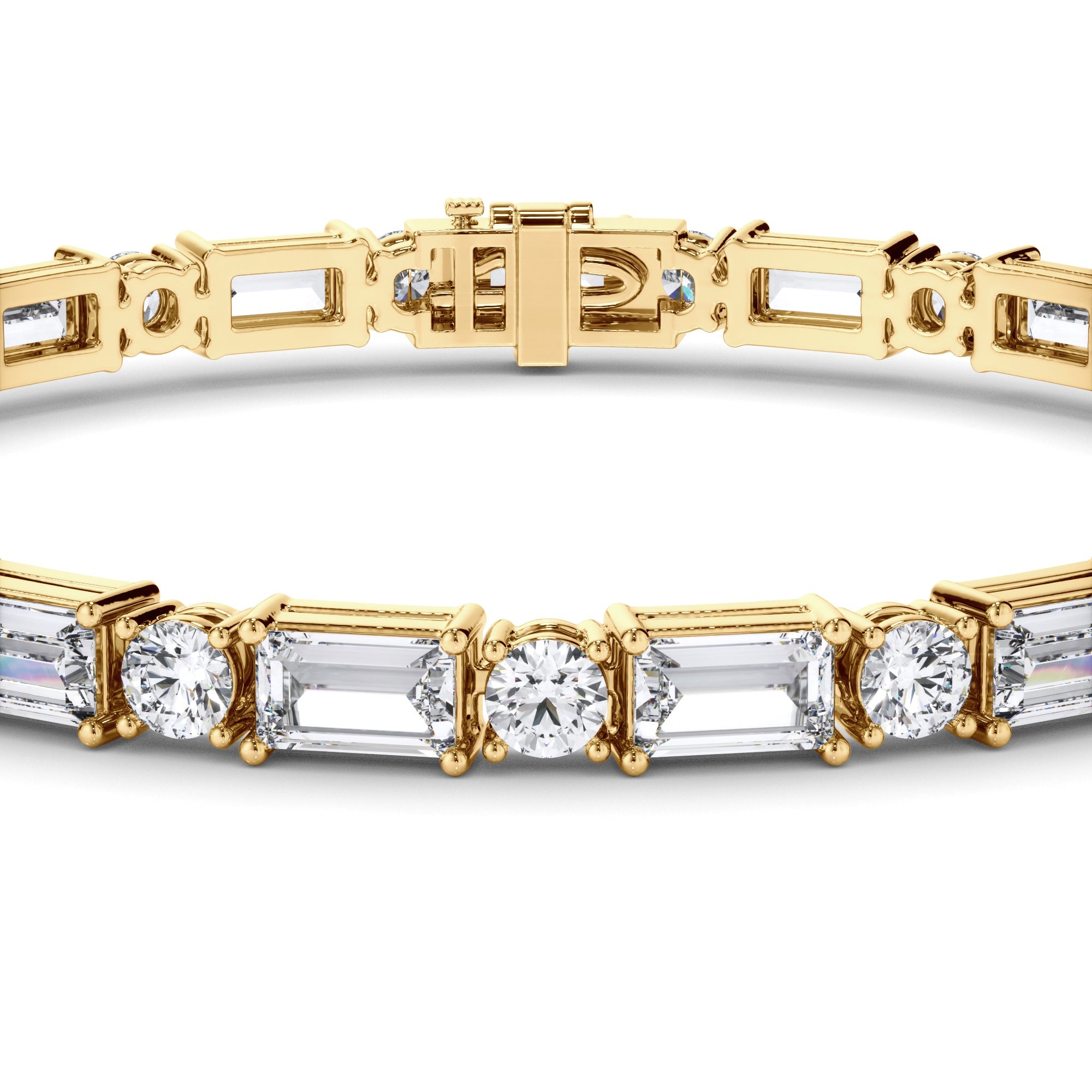 Baguette & Round Brilliant Cut Laboratory Grown Diamond Tennis Bracelet