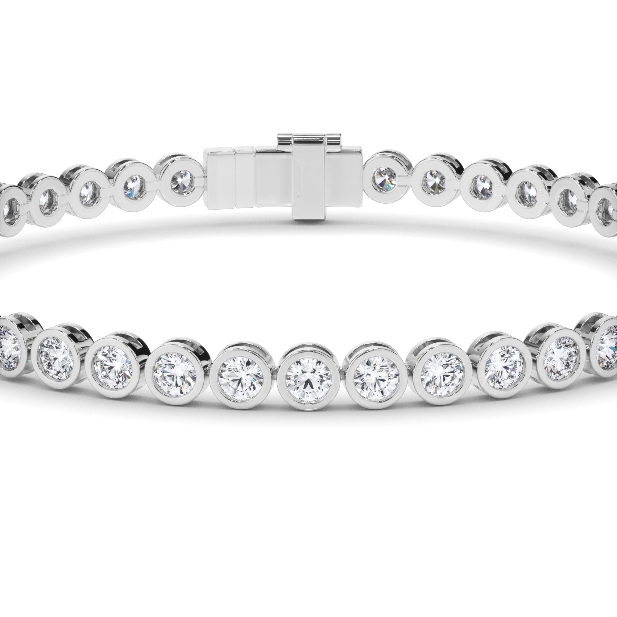 Round Brilliant Cut Laboratory Grown Diamond Bezel Set Tennis Bracelet