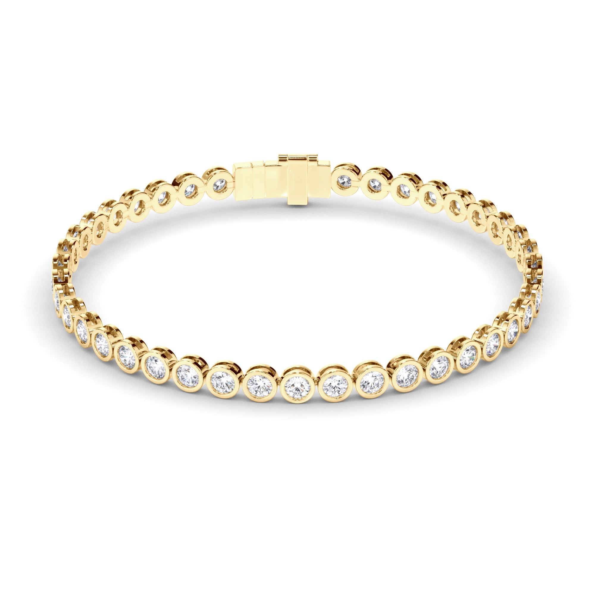 Round Brilliant Cut Natural Mined Diamond Bezel Set Tennis Bracelet