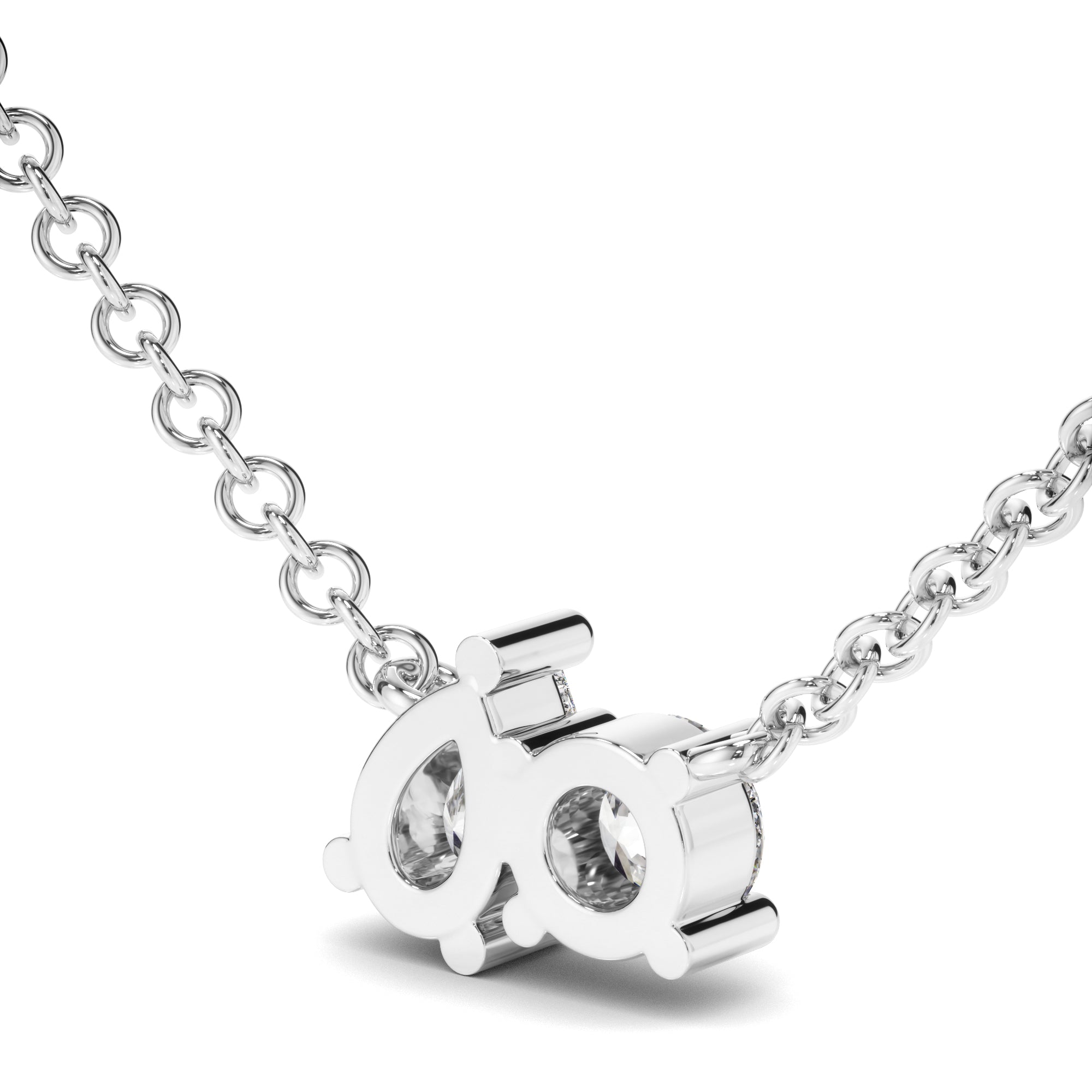 Round Brilliant & Pear Cut Diamond Toi et Moi Necklet