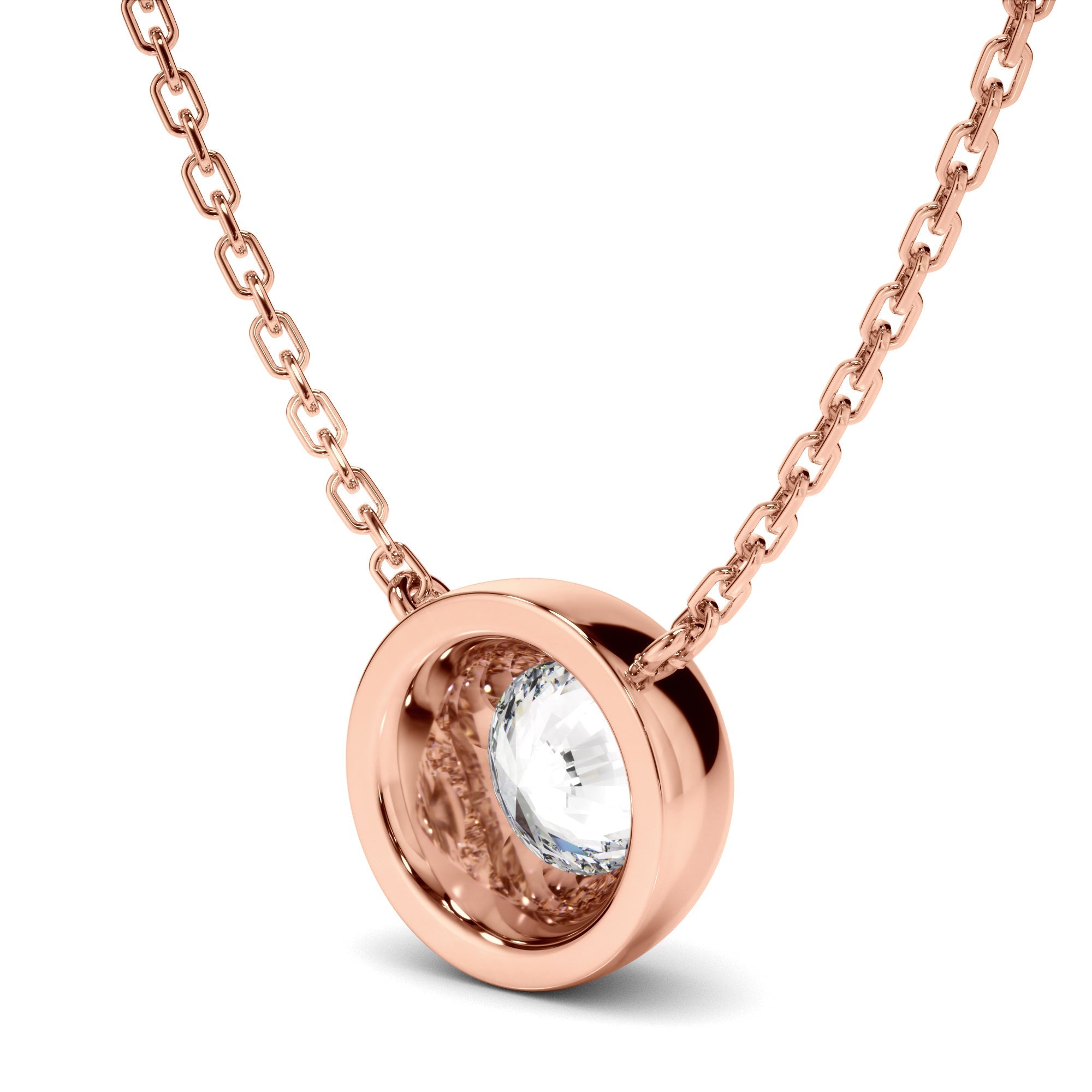 Round Brilliant Cut Diamond Bezel Set Necklet