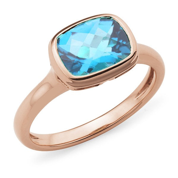 9ct Rose Gold London Blue Topaz ring