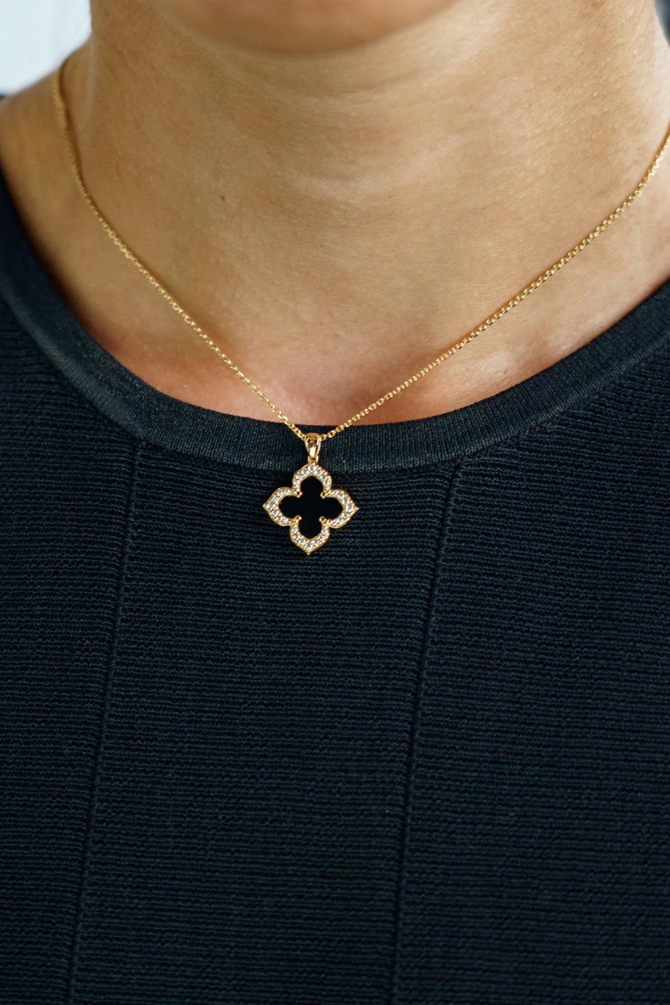 Georgini Midnight Velvet Black Agate Fairwater Yellow Gold Plated Pendant
