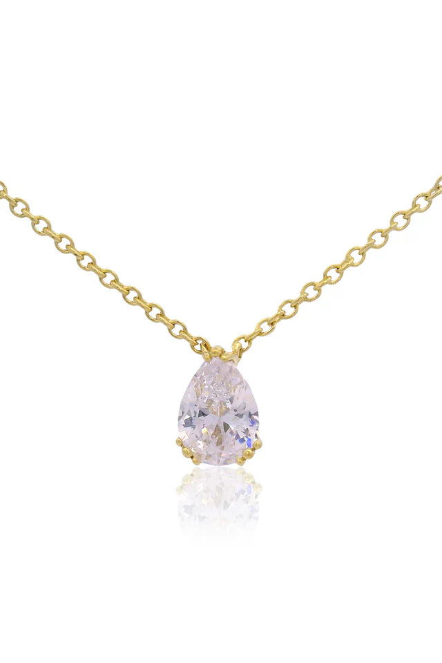 Georgini Elegant Essentials 7mm Pear Cut Hidden Halo Pendant Yellow Gold-Plated