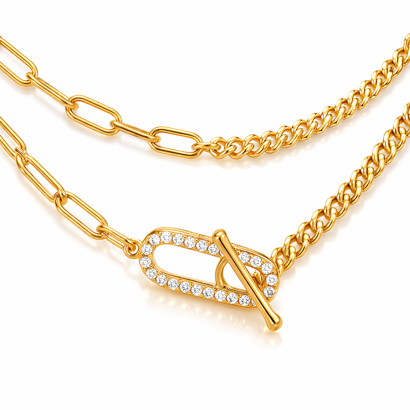 Georgini Alchemy Gold Paperclip Fob Necklet