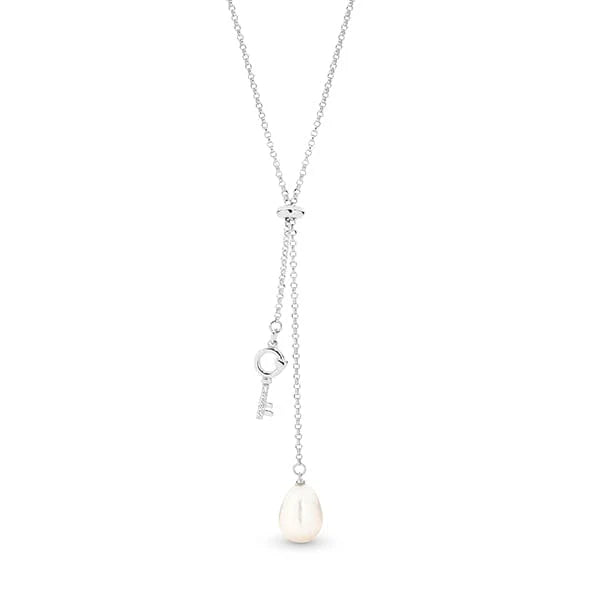Sterling Silver 'Treasured' Freshwater Pearl and Cubic Zirconia pendant