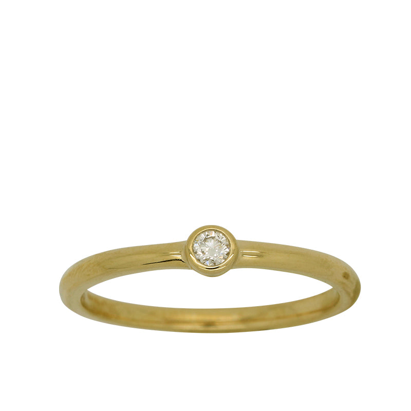 9ct Yellow Gold Bezel Set Diamond Ring, 0.05ct