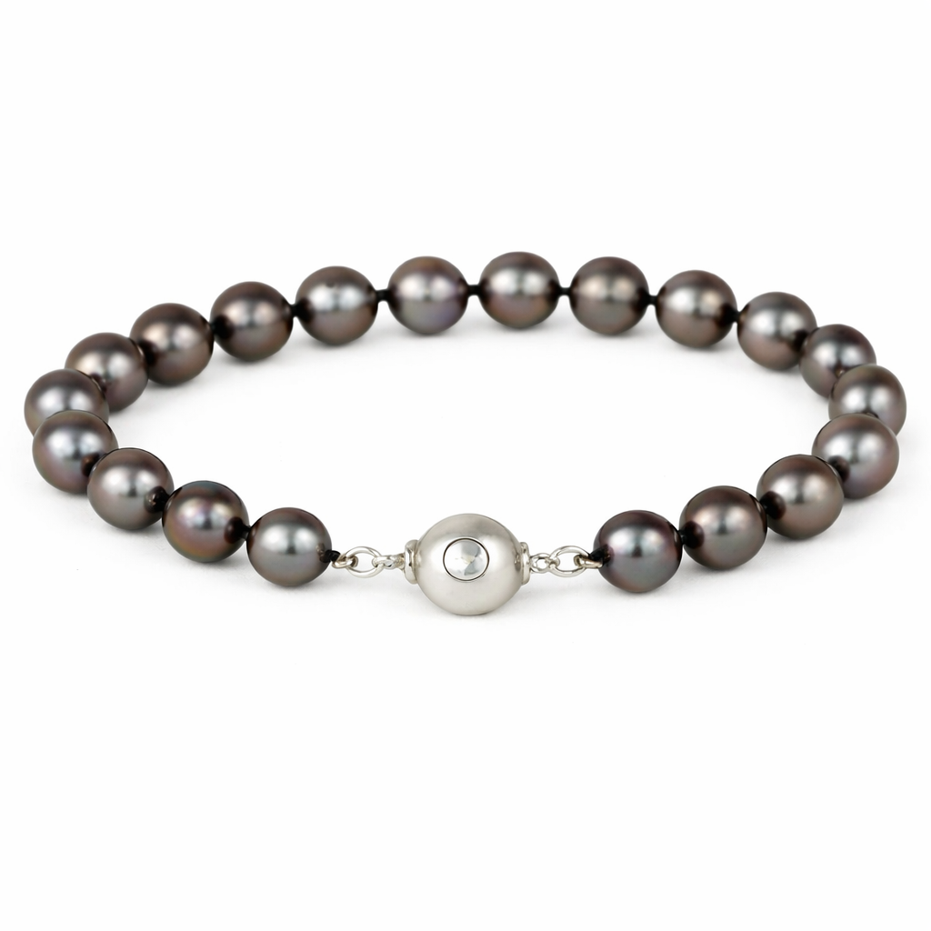 Autore 18ct White Gold South Sea Tahitian Pearl Bracelet, 8mm