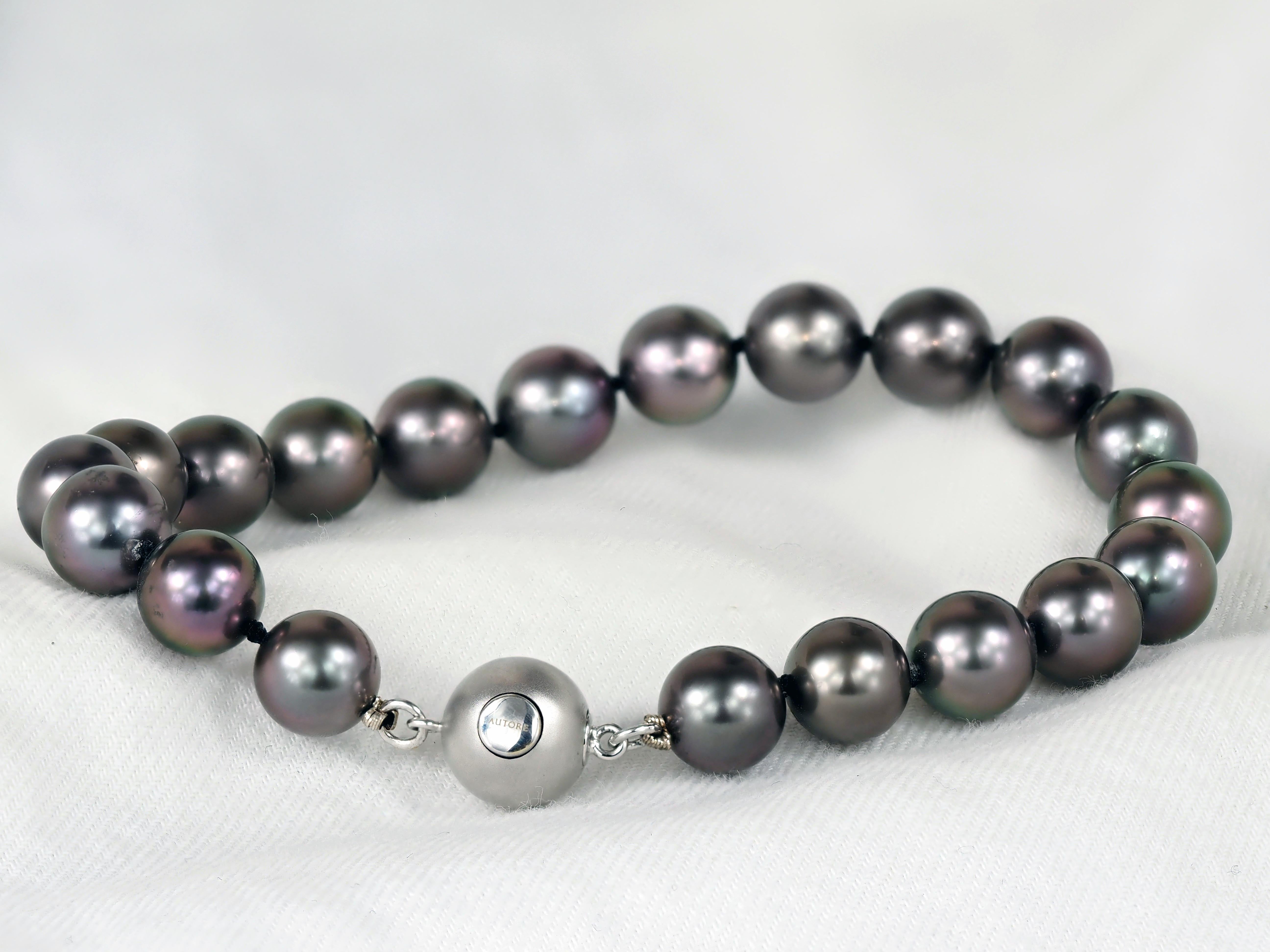 Autore 18ct White Gold South Sea Tahitian Pearl Bracelet, 8mm