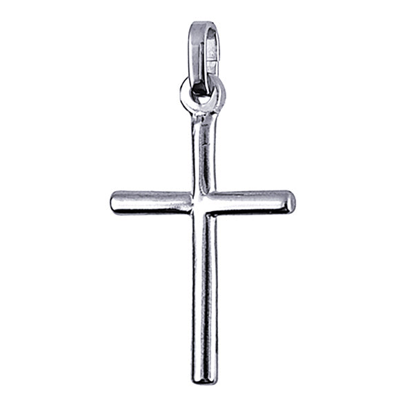 Sterling Silver Tube Cross Pendant, 22mm