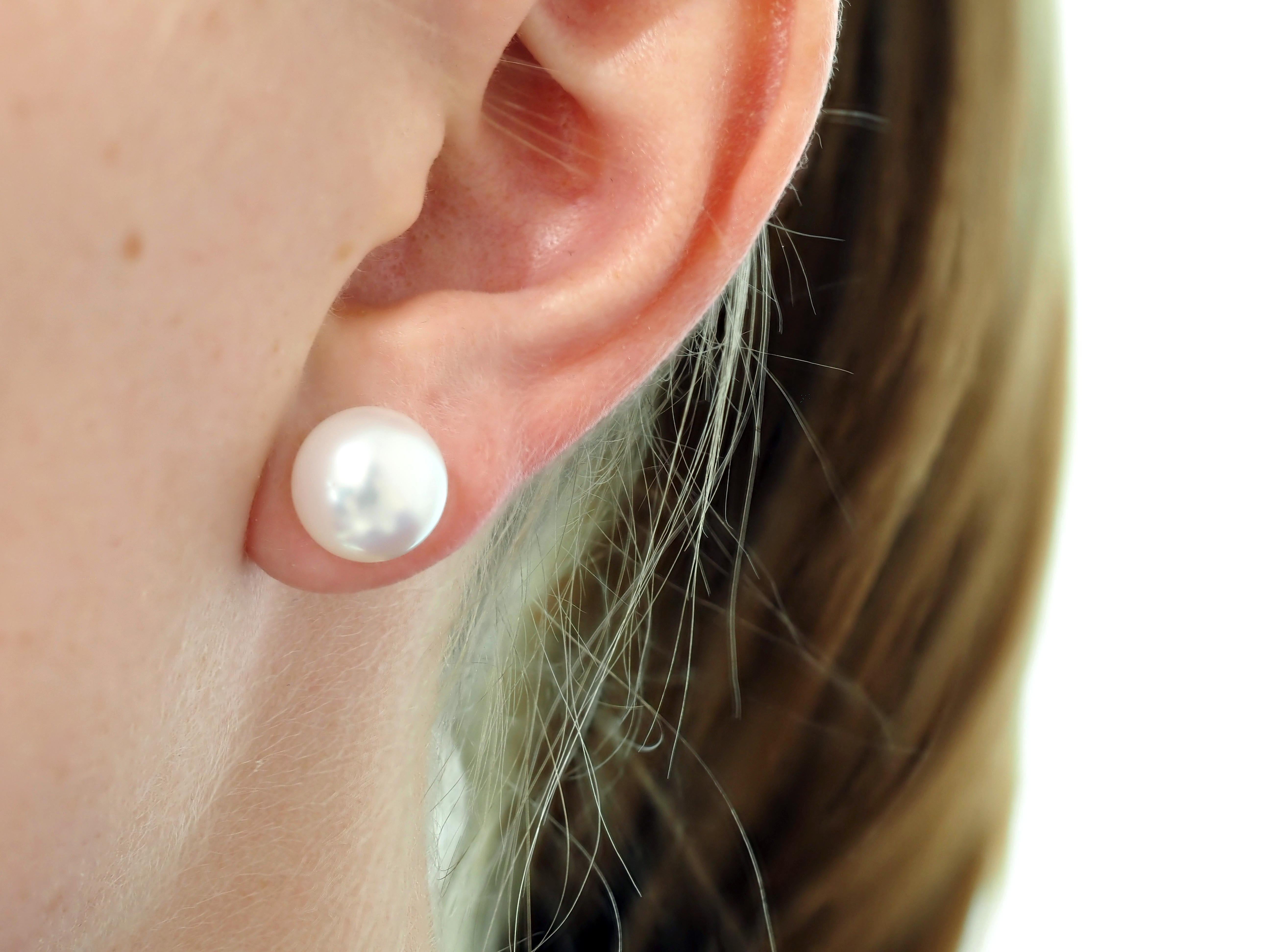 Autore 18ct Yellow Gold South Sea Pearl Stud Earrings, 11mm