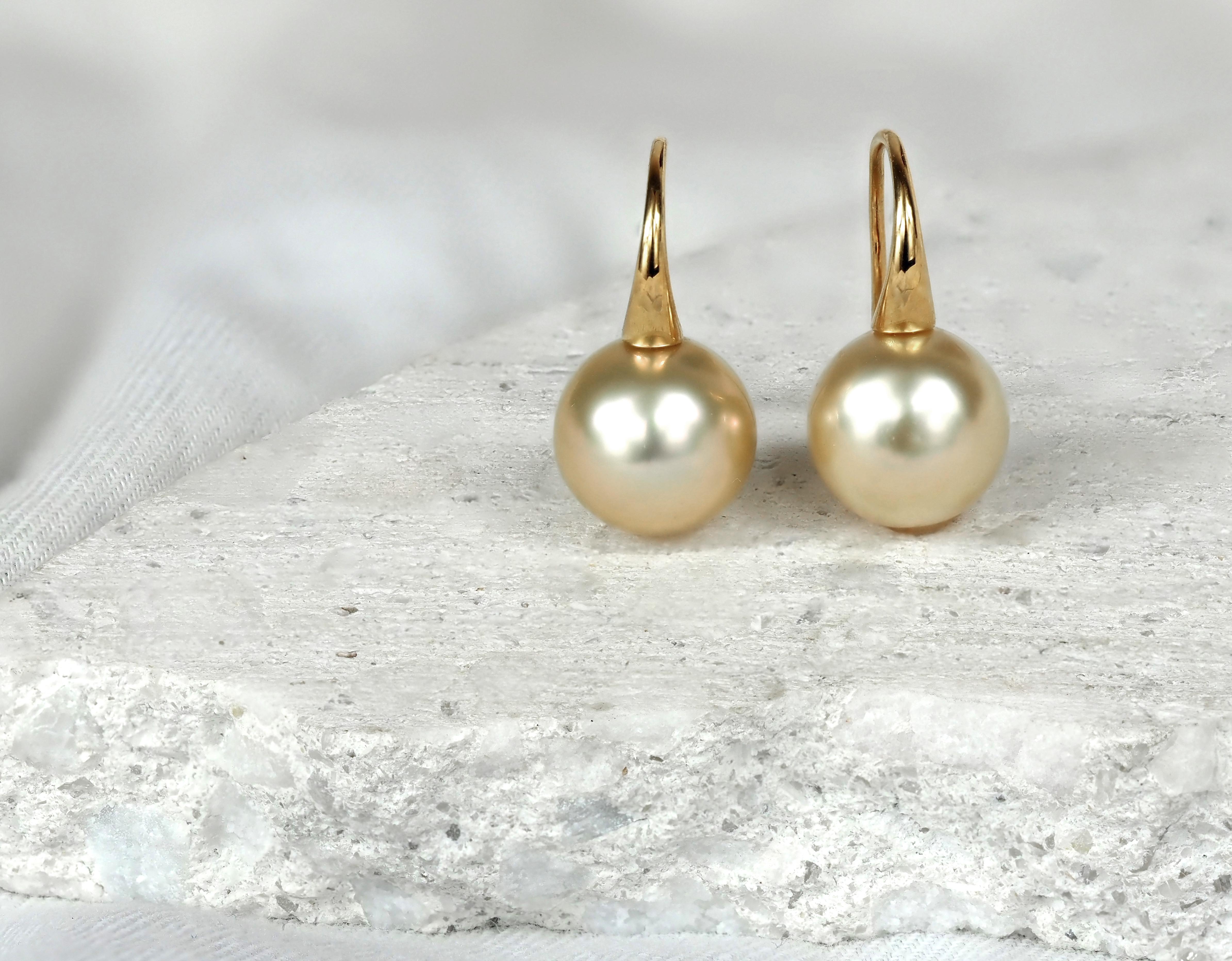 Autore 18ct Yellow Gold South Sea Gold Pearl Drop Earrings, 10mm