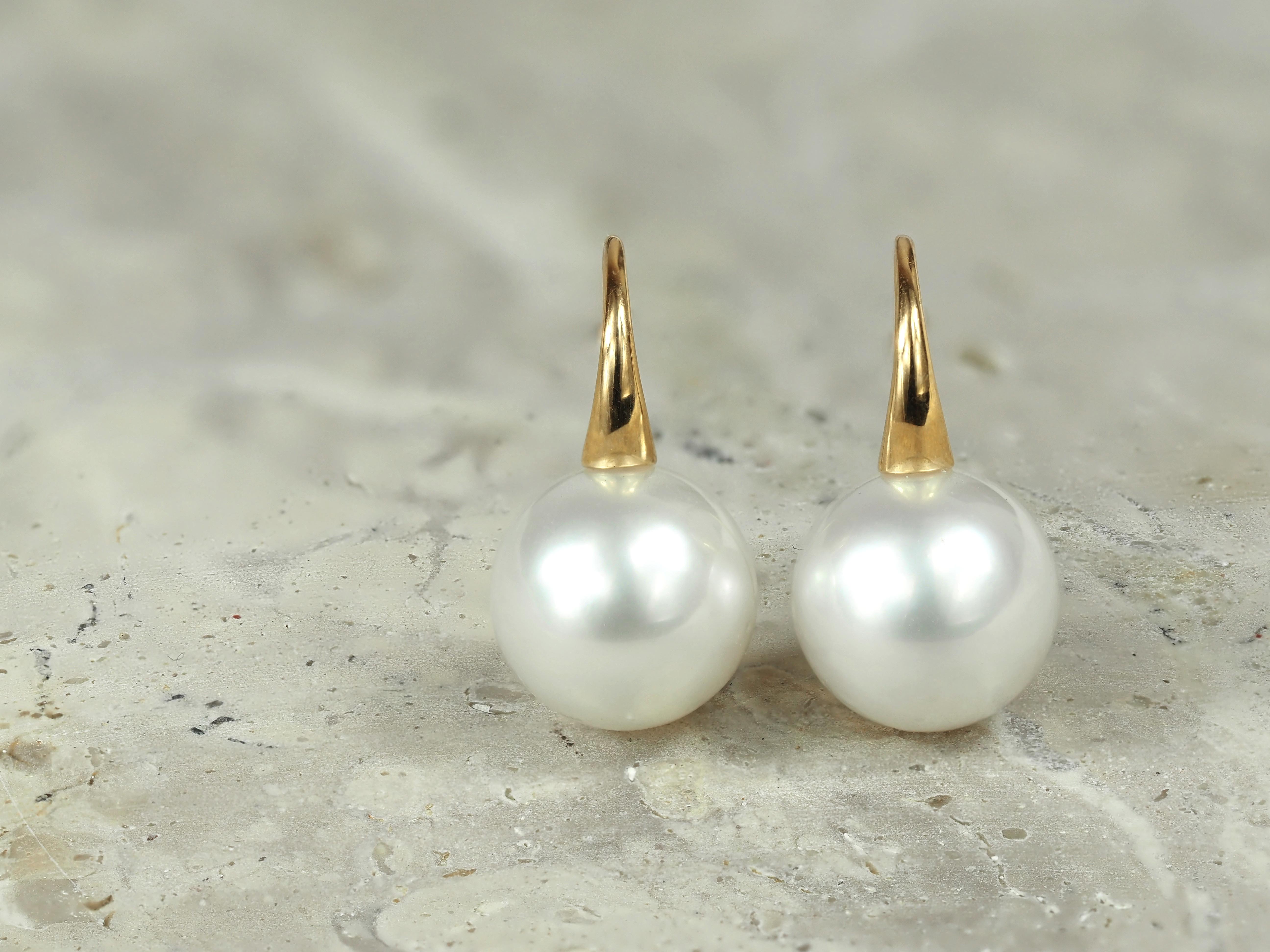 Autore 18ct Yellow Gold South Sea Pearl Drop Earrings, 11mm