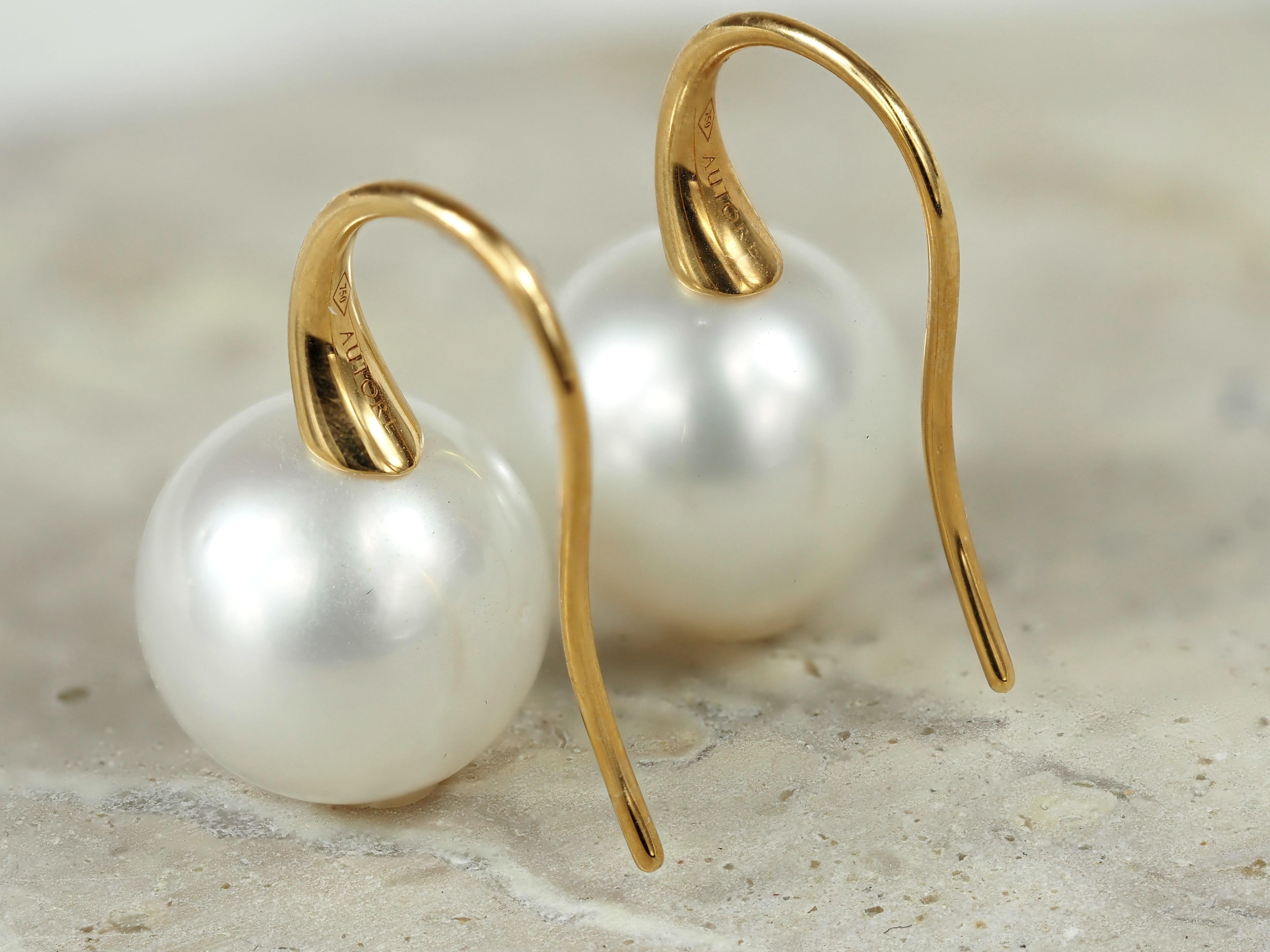 Autore 18ct Yellow Gold South Sea Pearl Drop Earrings, 11mm