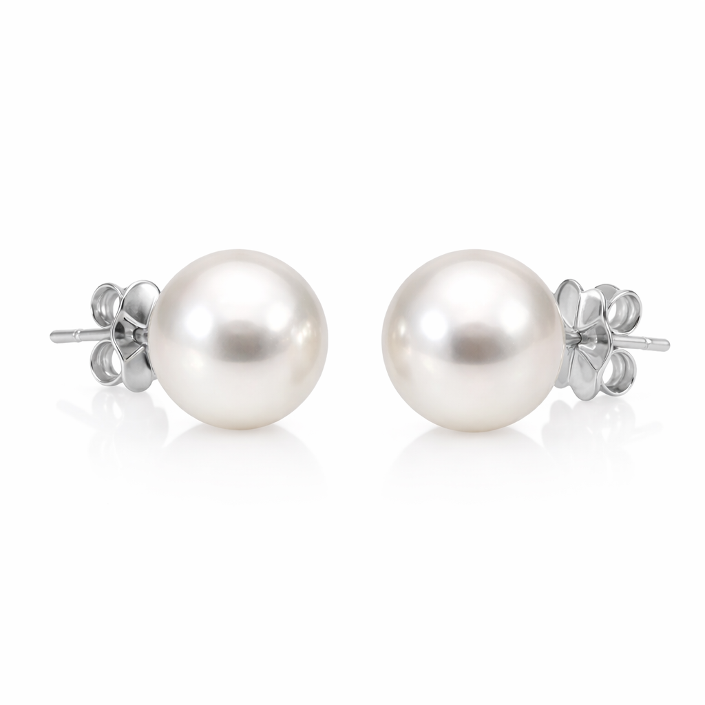 Autore 18ct White Gold South Sea Pearl Stud Earrings, 10mm