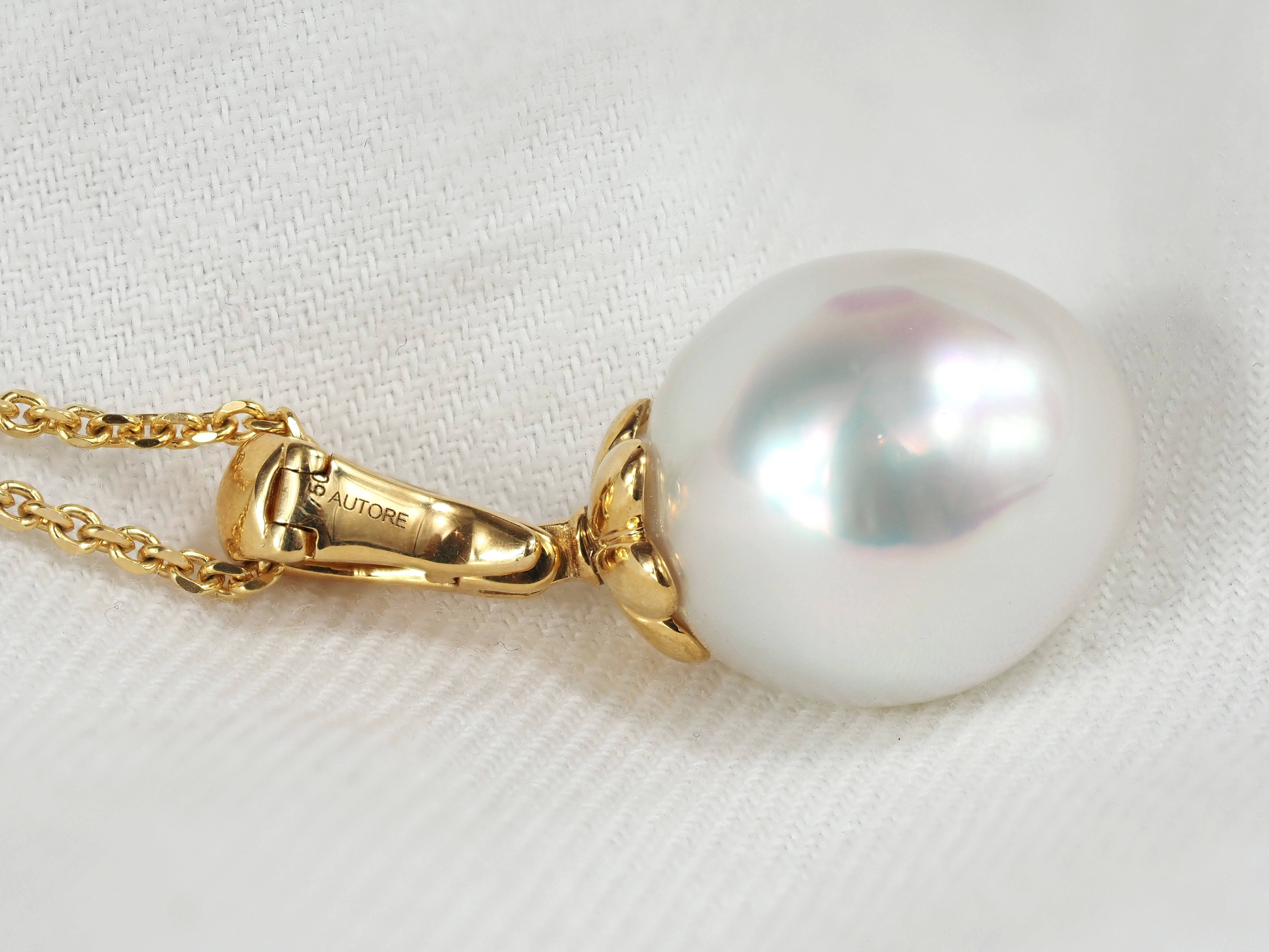 Autore 18ct Yellow Gold South Sea Pearl Pendant, 12mm