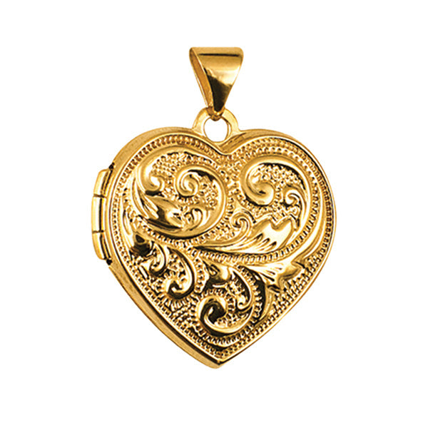 9ct Yellow Gold Double Sided Engraved Heart Locket