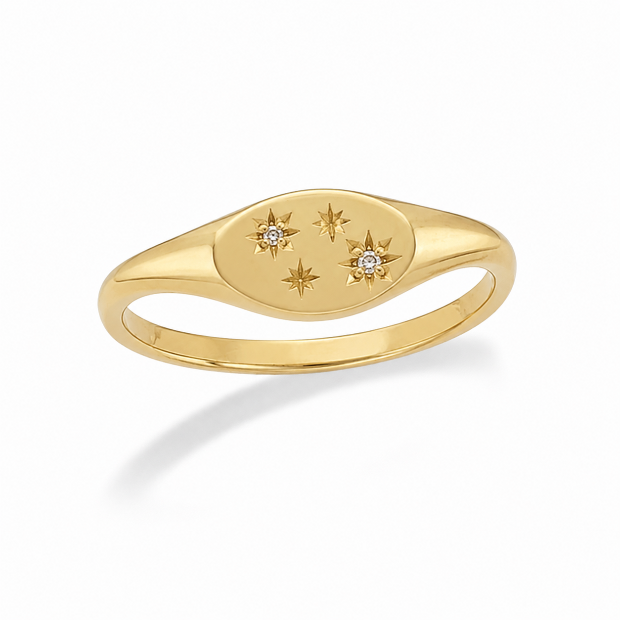 9ct Yellow Gold Diamond Set Signet Ring