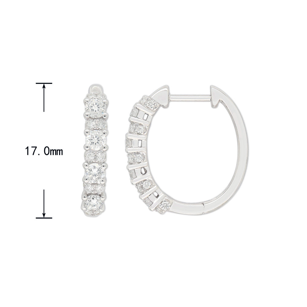 14ct White Gold Lab-Grown Diamond Huggie Earrings, 0.76ct Total