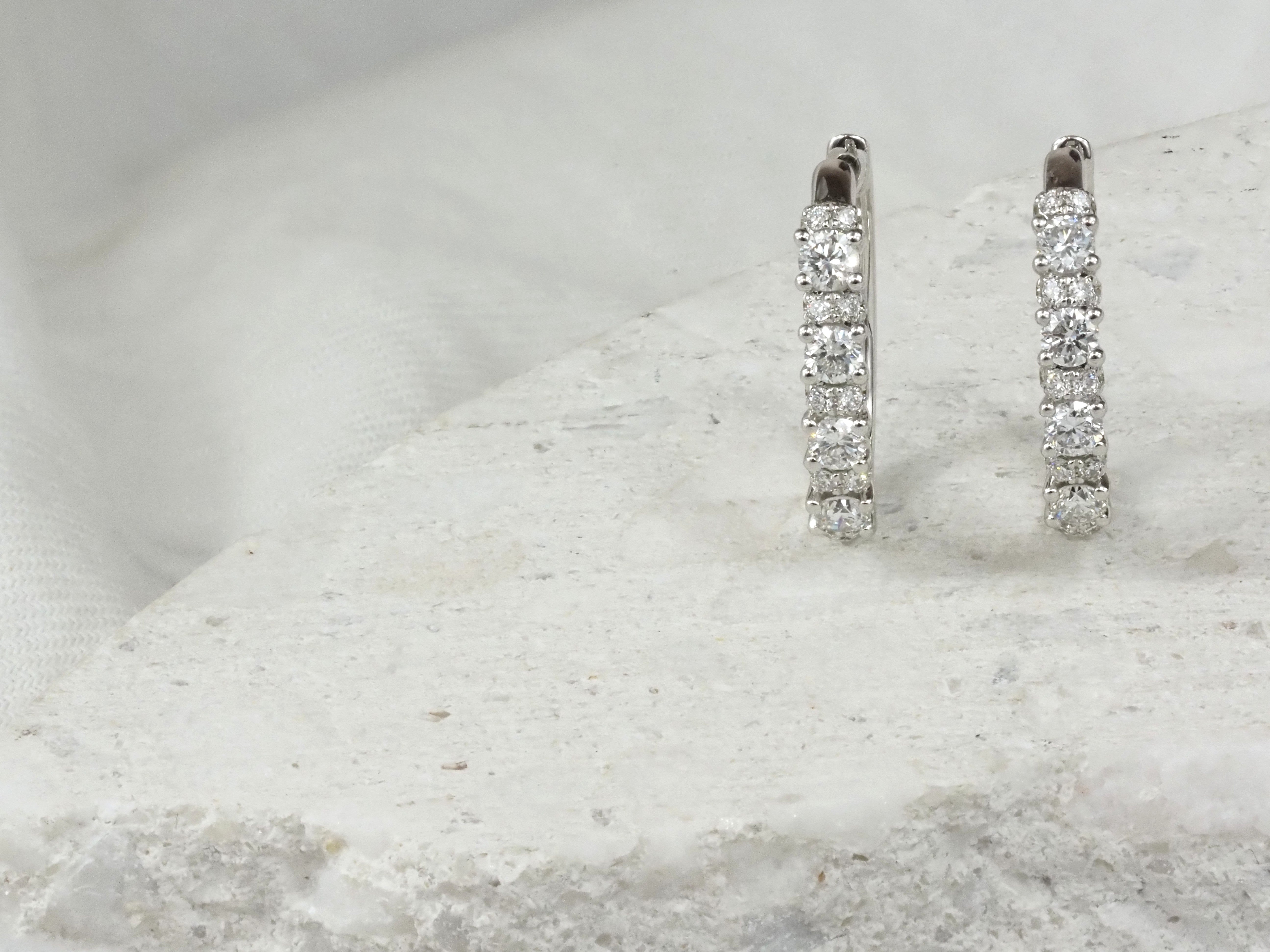 14ct White Gold Lab-Grown Diamond Huggie Earrings, 0.76ct Total