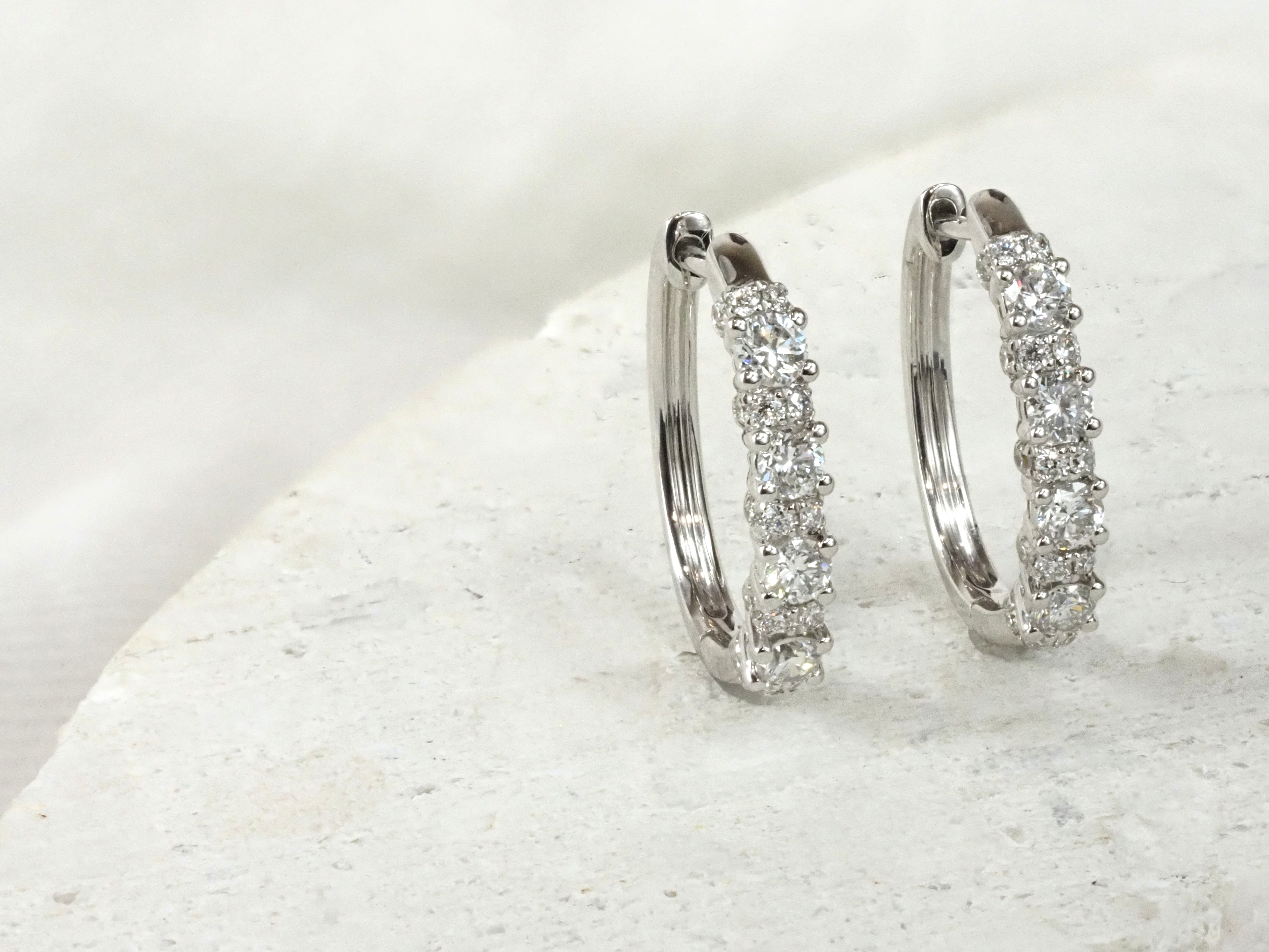 14ct White Gold Lab-Grown Diamond Huggie Earrings, 0.76ct Total