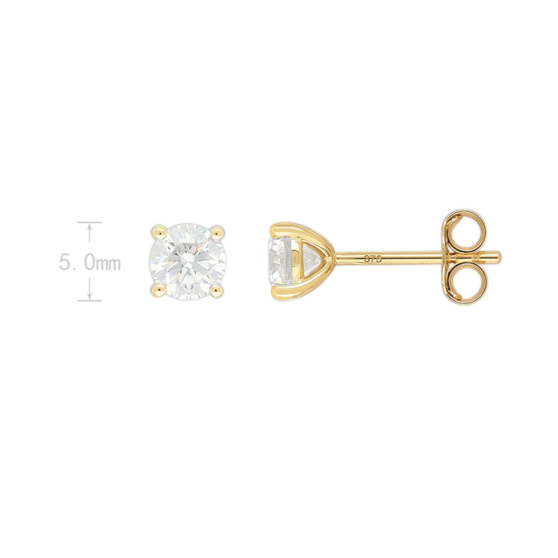 9ct Yellow Gold Lab-Grown Diamond Stud Earrings, 1.05ct total
