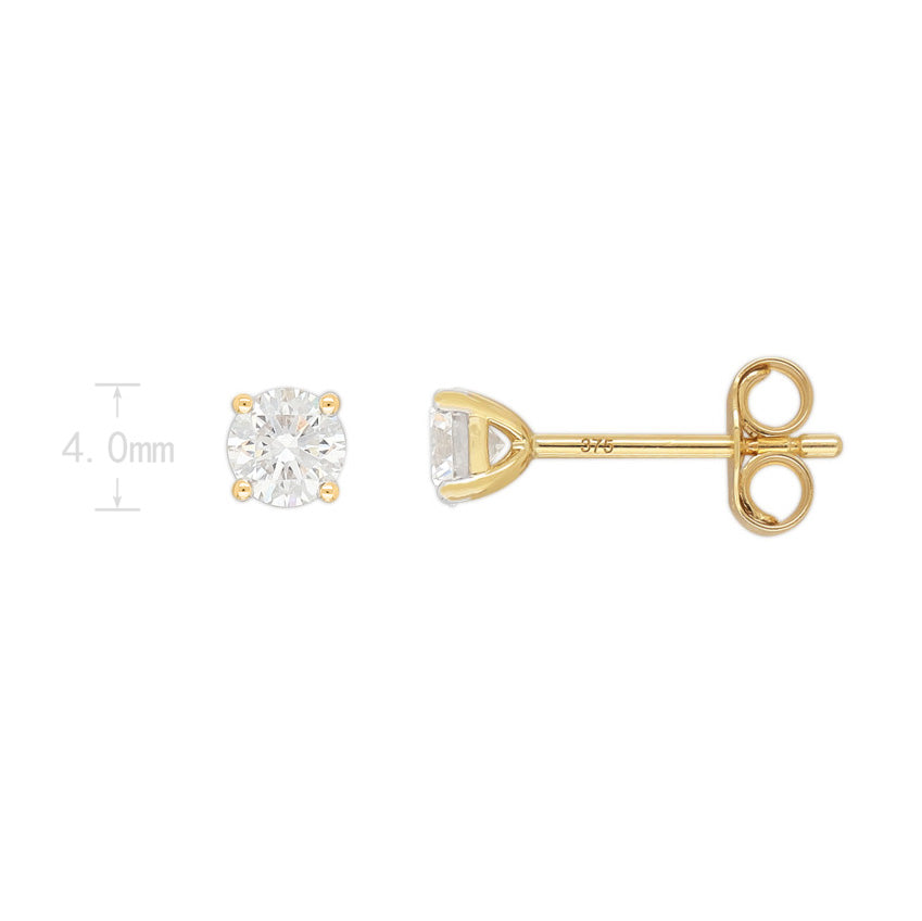 9ct Yellow Gold Lab-Grown Diamond Stud Earrings, 0.50ct total