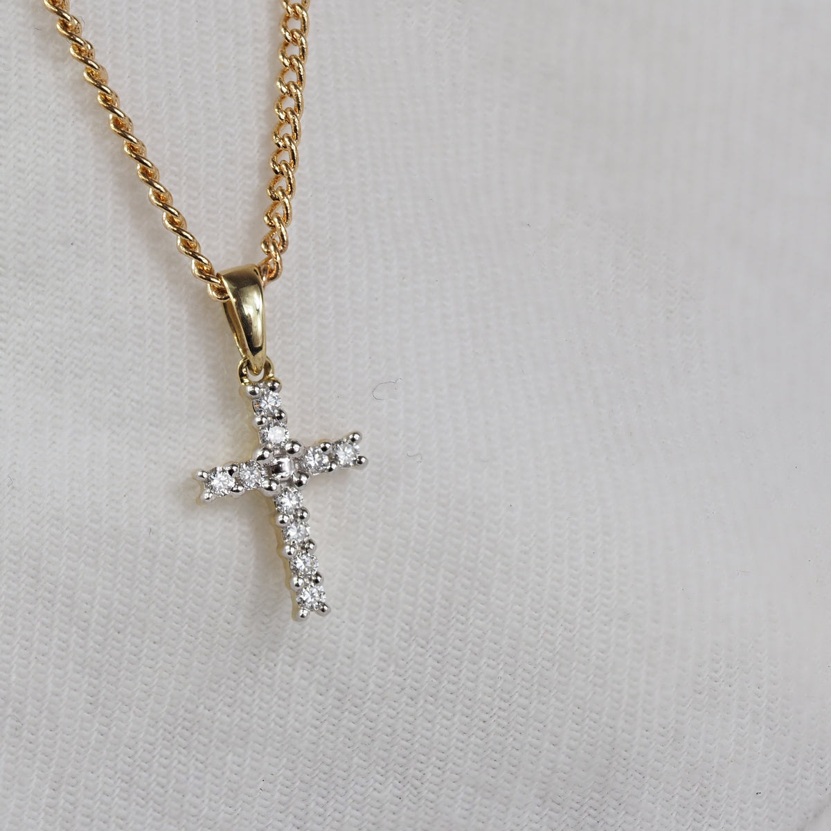 9ct Yellow Gold Diamond Cross Pendant, 0.10ct Total