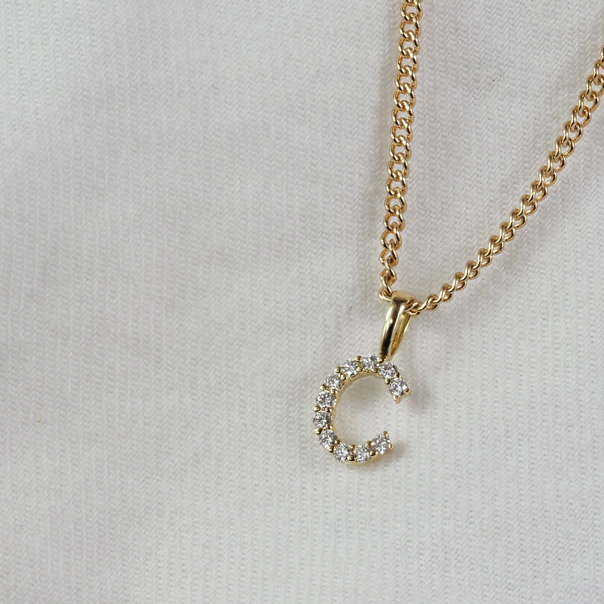 9ct Yellow Gold Diamond Initial C Pendant