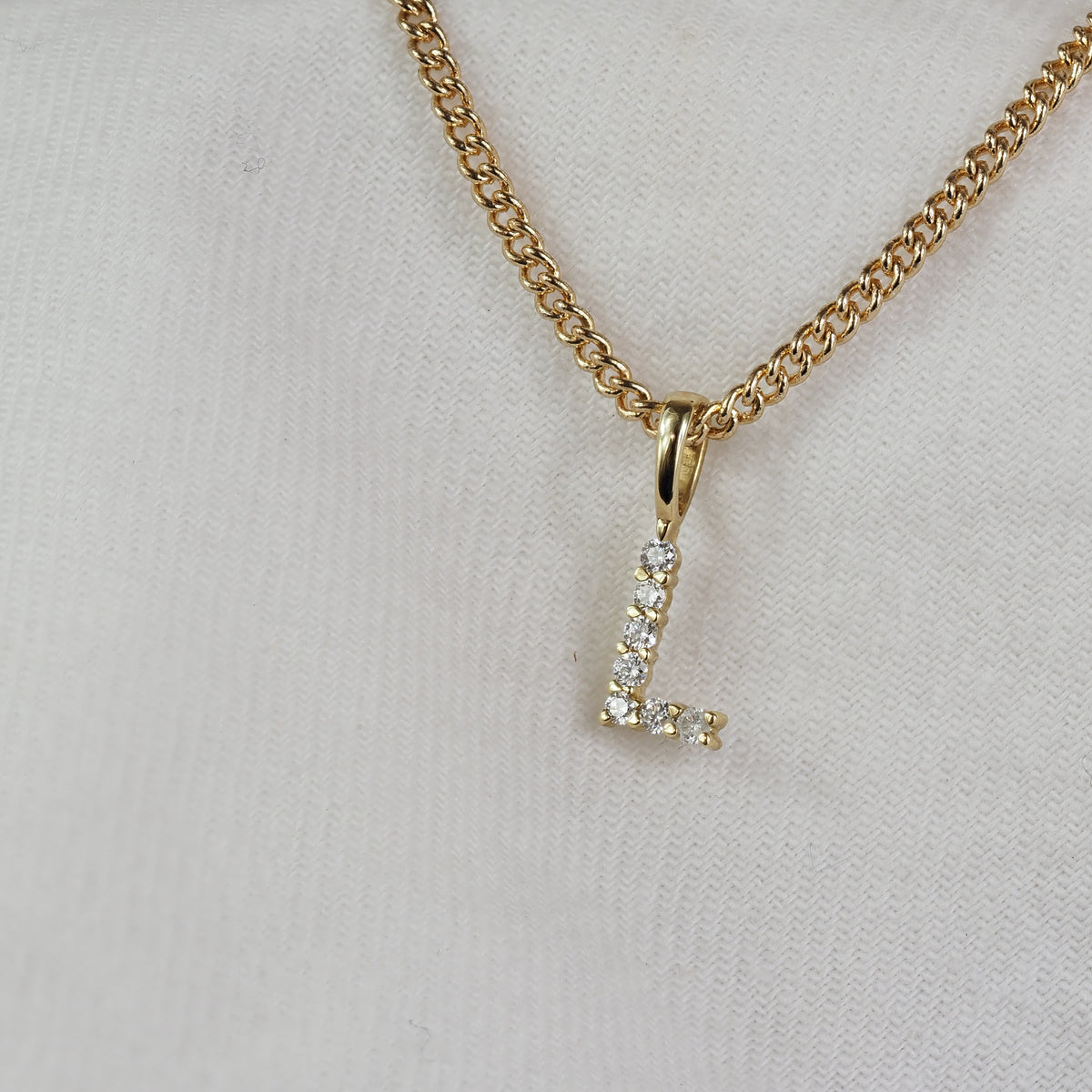 9ct Yellow Gold Diamond Initial L Pendant