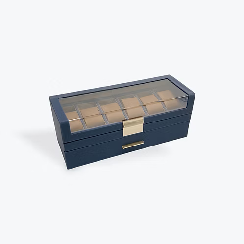 Navy Blue Watch and Jewellery Box