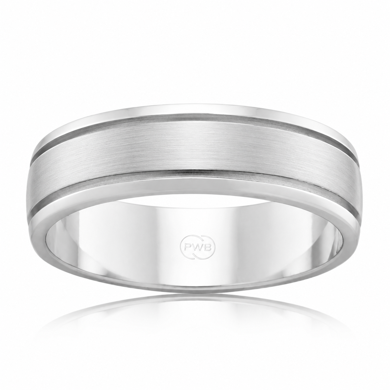 Sterling Silver 7mm Faceted Ring, Brushed Centre, Size X